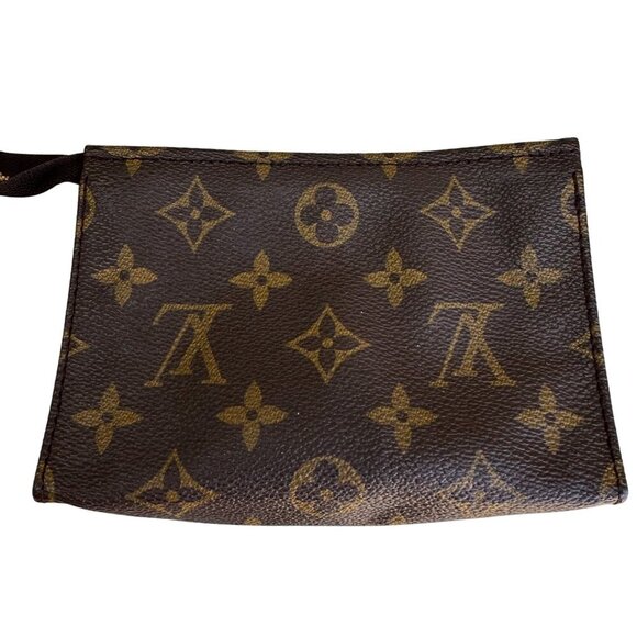 Louis Vuitton Vintage Monogram Canvas Mini Pochette Zip Leather Tab Toiletry Pou - Picture 3 of 7
